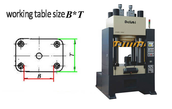 hydraulic press working table size